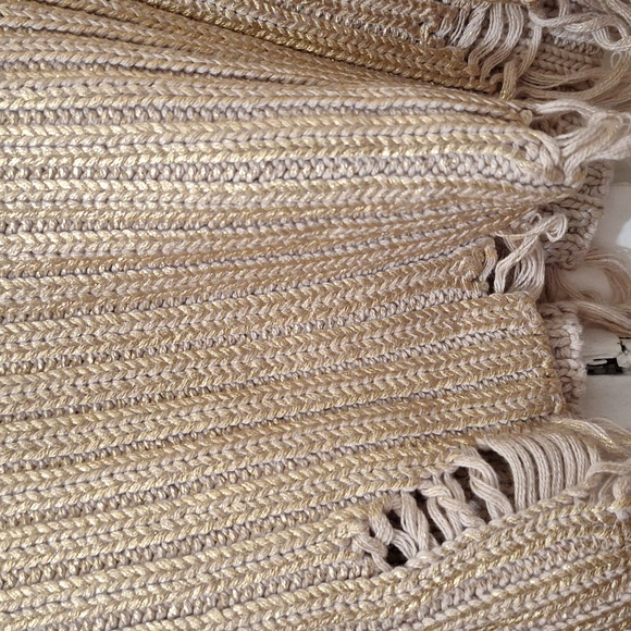 NWT GORGEOUS METALLIC GOLDEN FOIL KNIT CROP SWEATER - Picture 9 of 11